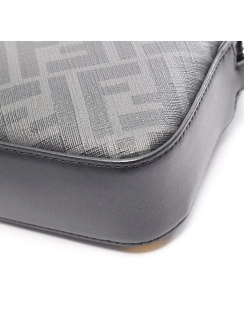 Fendi Shoulder Bag Diagonal Camera Case Zucca Black Gray Yellow Canvas Leather